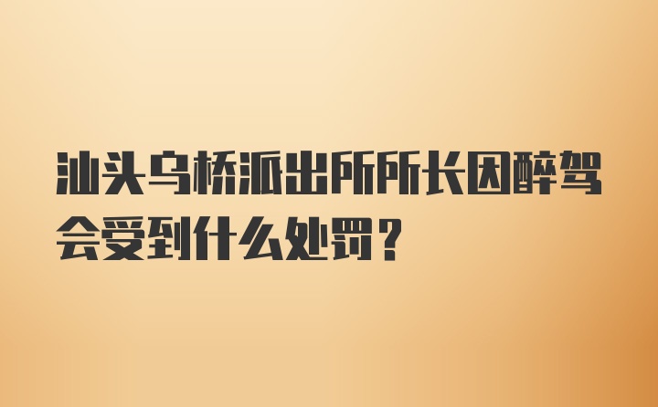 汕头乌桥派出所所长因醉驾会受到什么处罚？