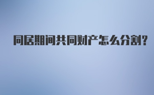 同居期间共同财产怎么分割?