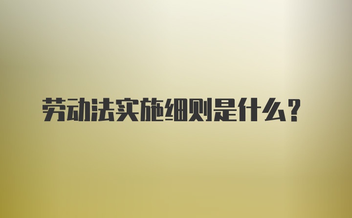 劳动法实施细则是什么？