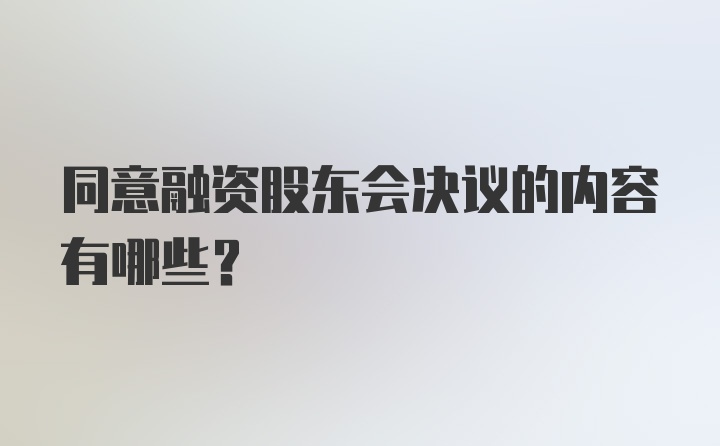 同意融资股东会决议的内容有哪些？