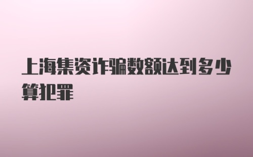 上海集资诈骗数额达到多少算犯罪