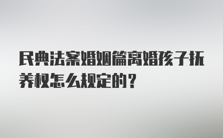 民典法案婚姻篇离婚孩子抚养权怎么规定的？