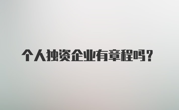 个人独资企业有章程吗？