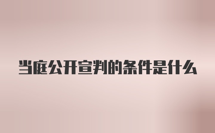 当庭公开宣判的条件是什么