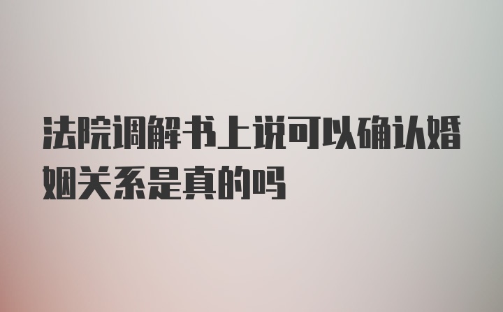 法院调解书上说可以确认婚姻关系是真的吗