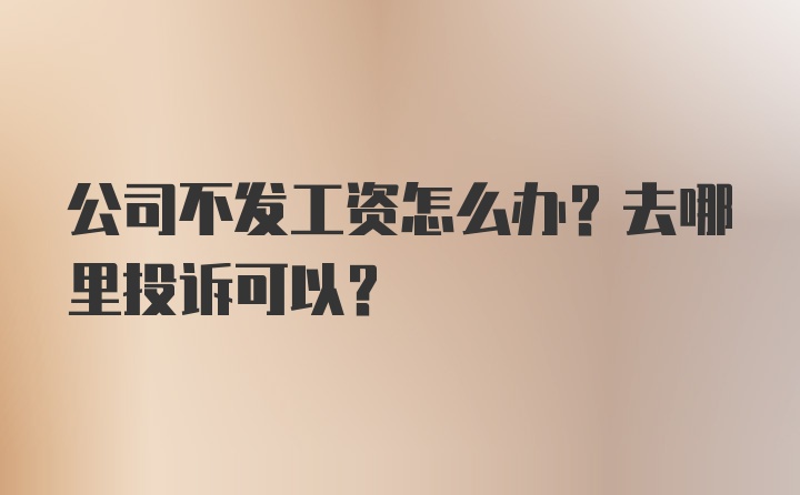 公司不发工资怎么办？去哪里投诉可以？