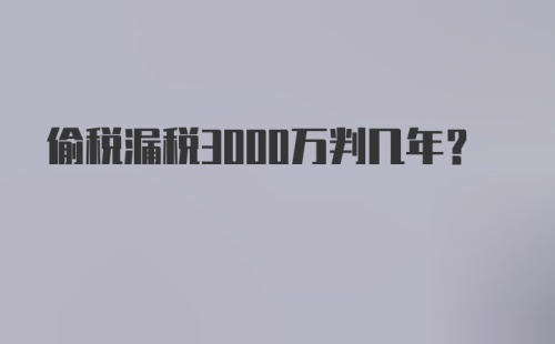 偷税漏税3000万判几年？