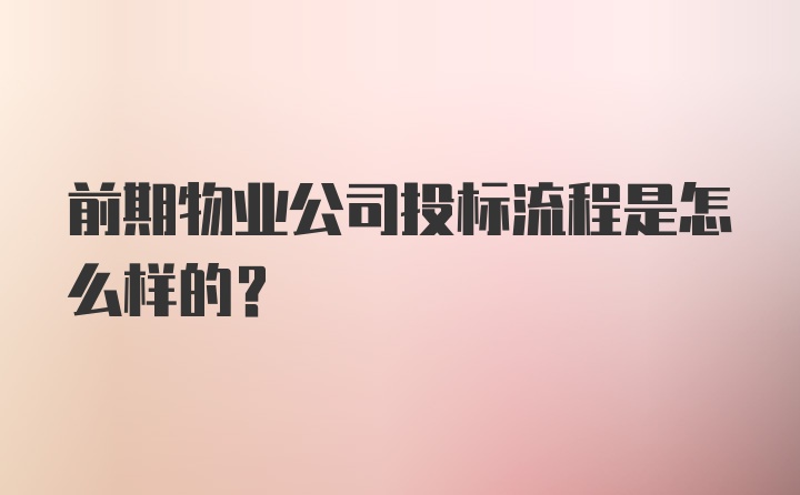 前期物业公司投标流程是怎么样的？