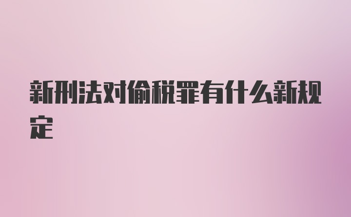 新刑法对偷税罪有什么新规定