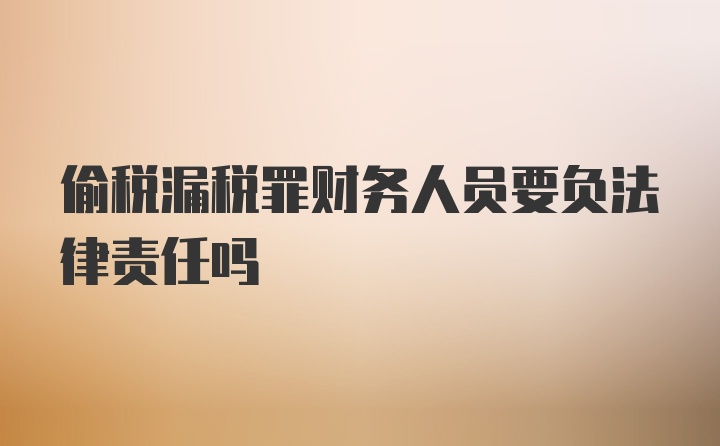 偷税漏税罪财务人员要负法律责任吗