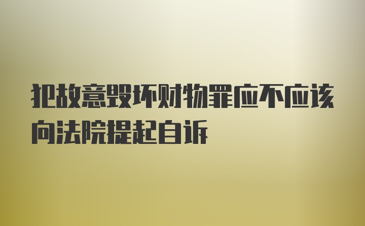 犯故意毁坏财物罪应不应该向法院提起自诉