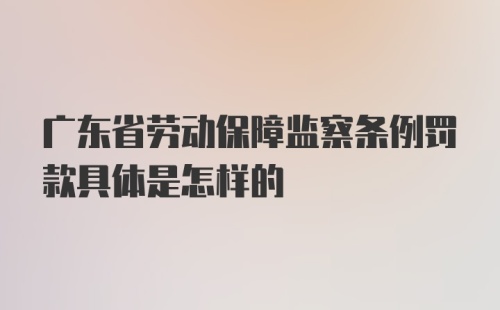 广东省劳动保障监察条例罚款具体是怎样的