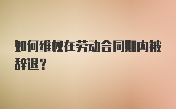 如何维权在劳动合同期内被辞退？