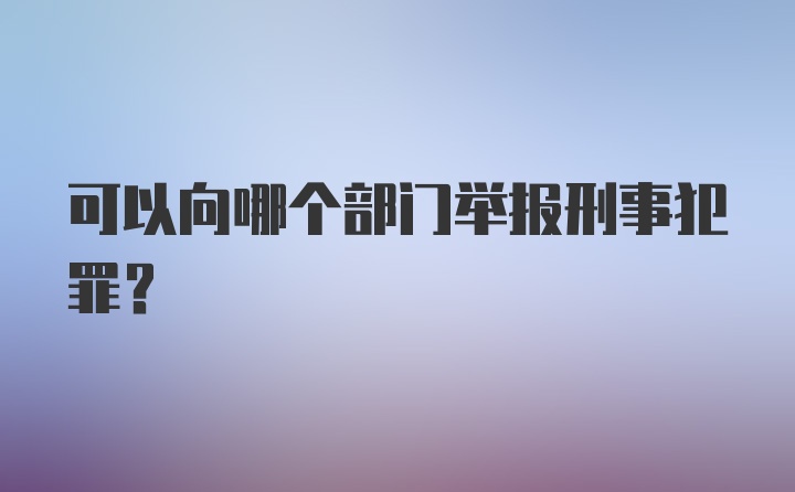 可以向哪个部门举报刑事犯罪？