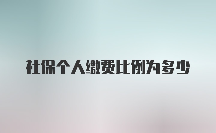 社保个人缴费比例为多少