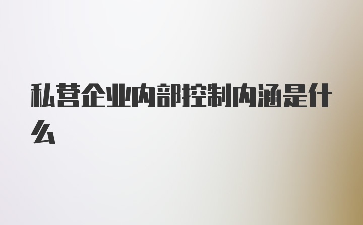 私营企业内部控制内涵是什么