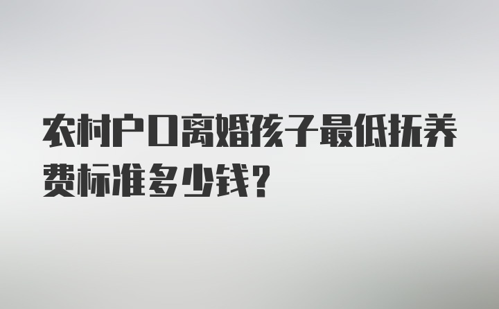 农村户口离婚孩子最低抚养费标准多少钱？