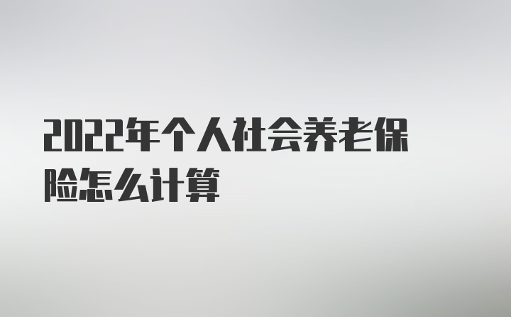 2022年个人社会养老保险怎么计算