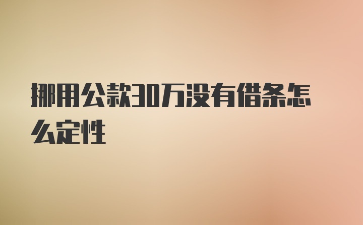 挪用公款30万没有借条怎么定性