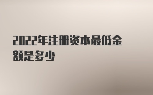 2022年注册资本最低金额是多少