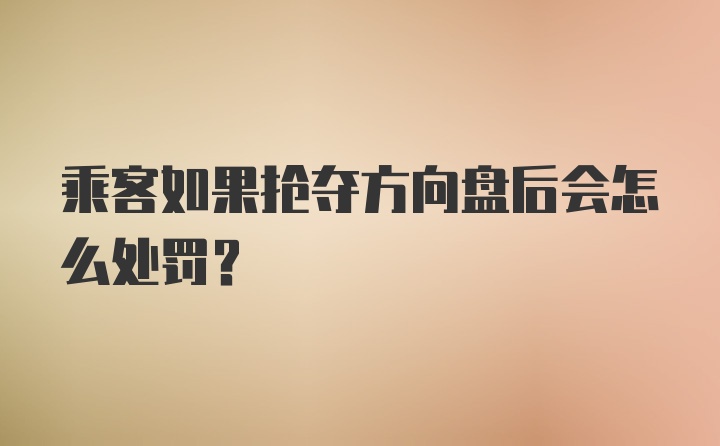 乘客如果抢夺方向盘后会怎么处罚？