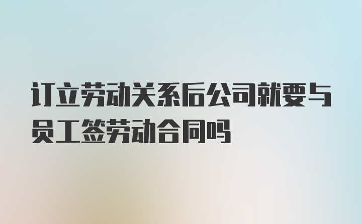 订立劳动关系后公司就要与员工签劳动合同吗