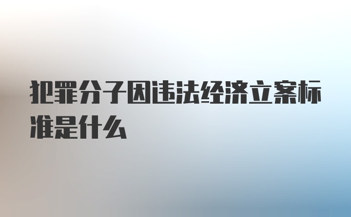 犯罪分子因违法经济立案标准是什么