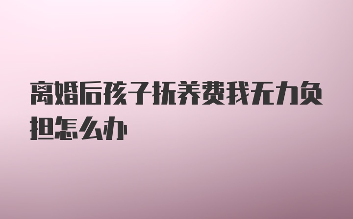 离婚后孩子抚养费我无力负担怎么办