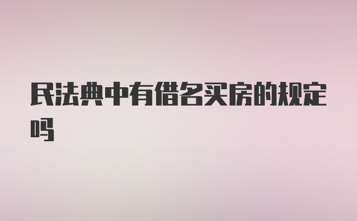 民法典中有借名买房的规定吗