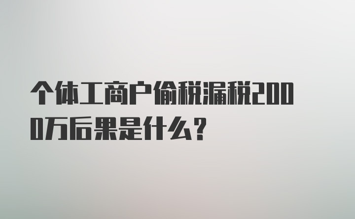 个体工商户偷税漏税2000万后果是什么？