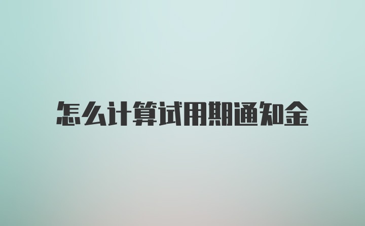 怎么计算试用期通知金