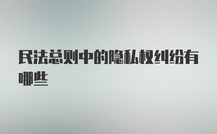 民法总则中的隐私权纠纷有哪些