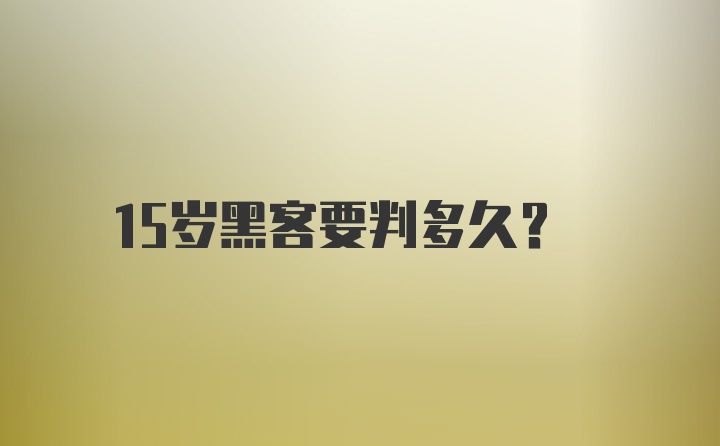 15岁黑客要判多久？