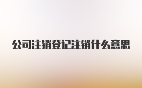 公司注销登记注销什么意思