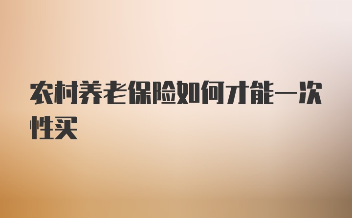 农村养老保险如何才能一次性买