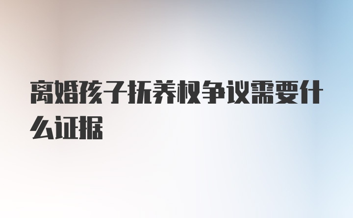 离婚孩子抚养权争议需要什么证据