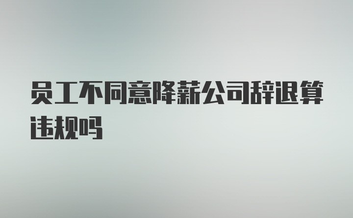 员工不同意降薪公司辞退算违规吗