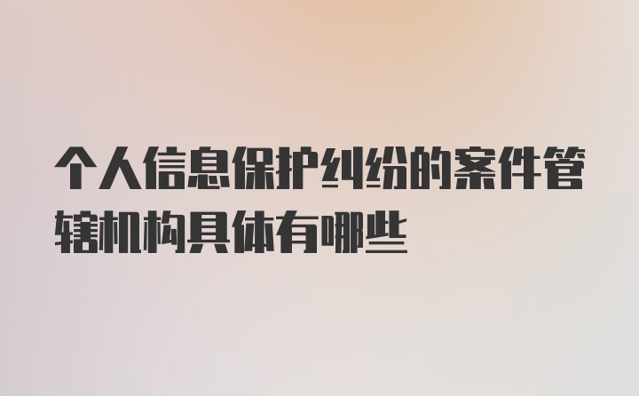 个人信息保护纠纷的案件管辖机构具体有哪些