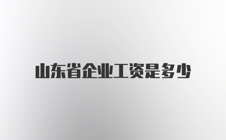 山东省企业工资是多少