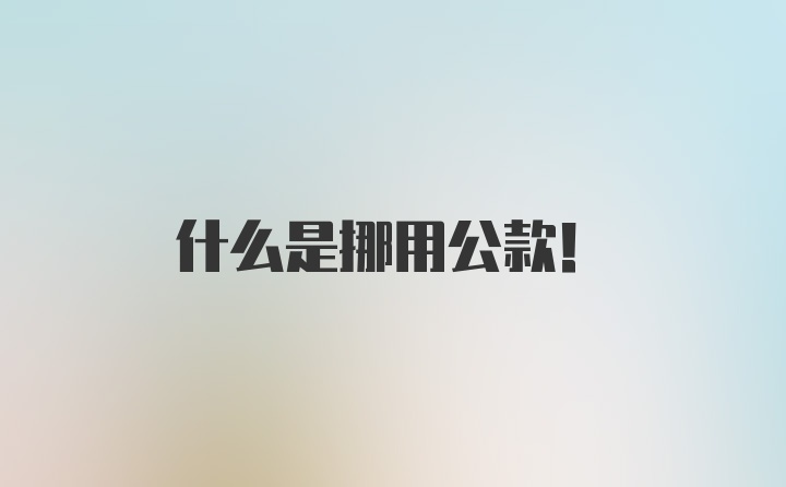 什么是挪用公款！