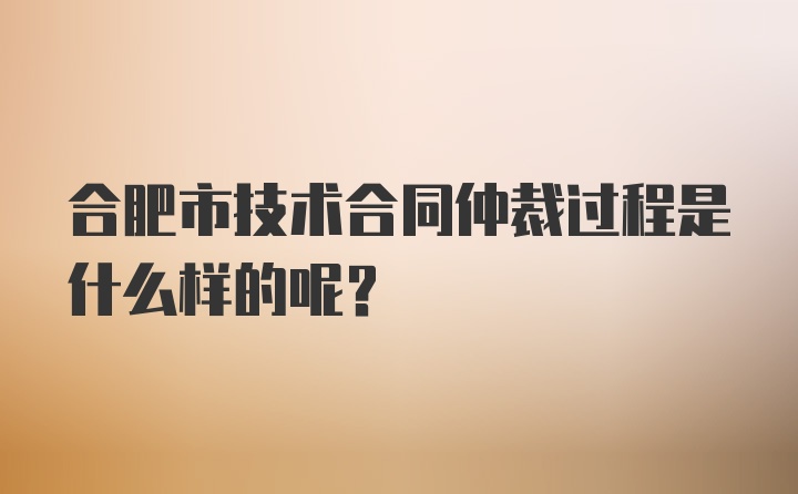 合肥市技术合同仲裁过程是什么样的呢？