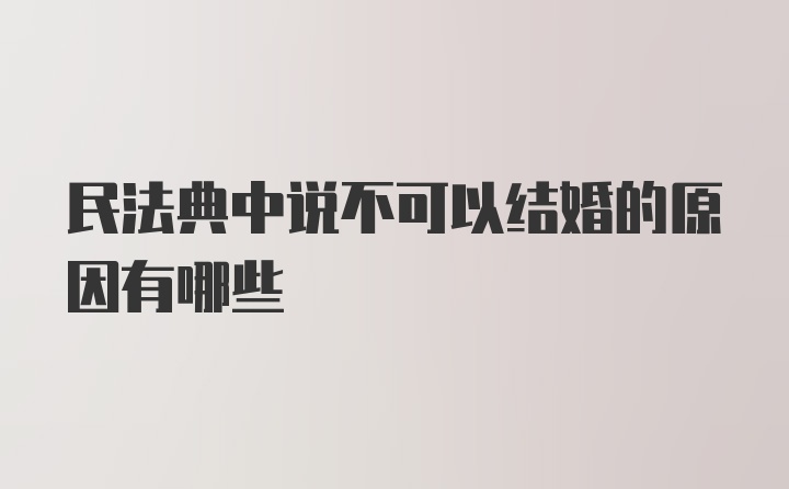 民法典中说不可以结婚的原因有哪些