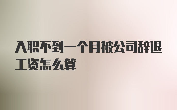 入职不到一个月被公司辞退工资怎么算