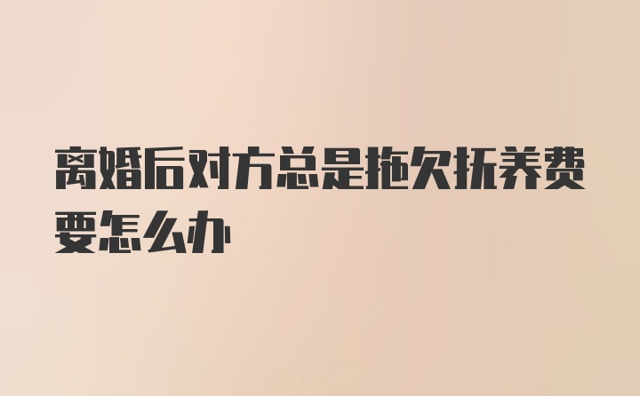 离婚后对方总是拖欠抚养费要怎么办