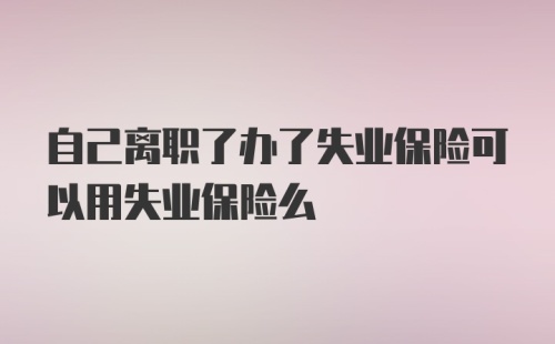 自己离职了办了失业保险可以用失业保险么