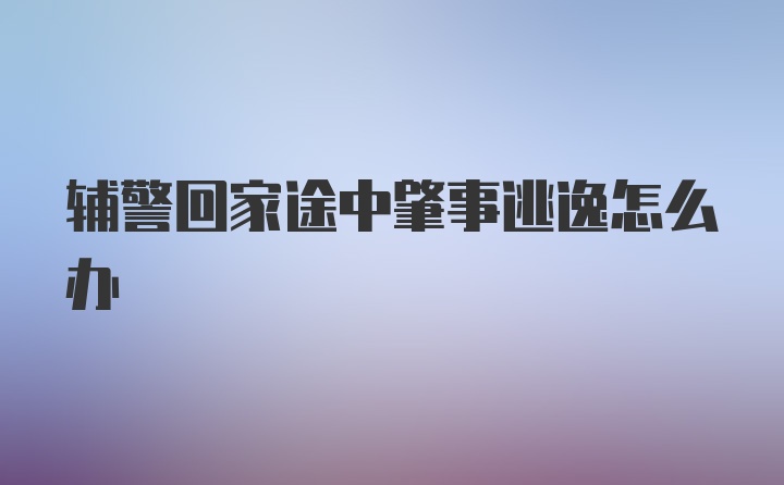 辅警回家途中肇事逃逸怎么办