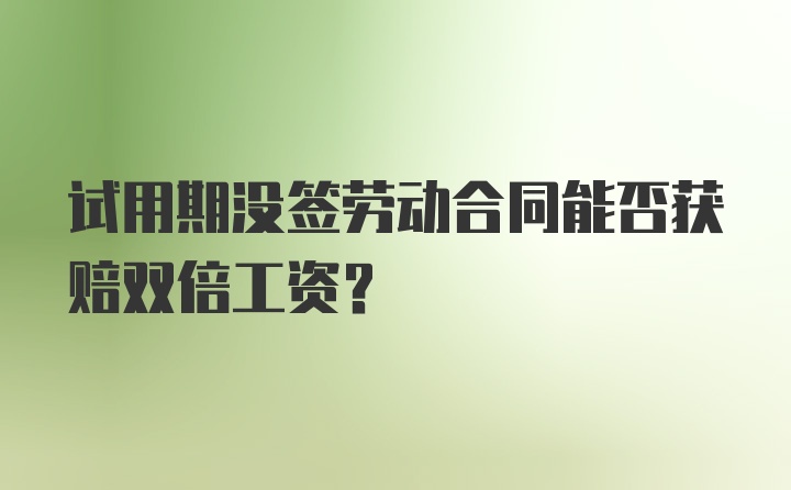 试用期没签劳动合同能否获赔双倍工资？