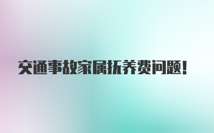 交通事故家属抚养费问题！