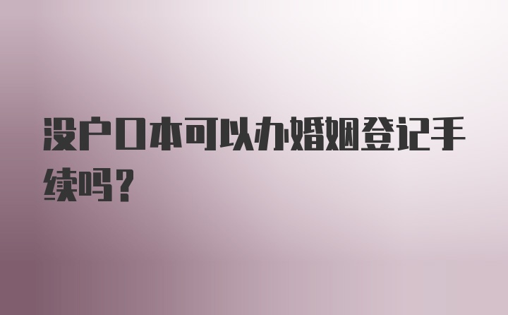 没户口本可以办婚姻登记手续吗？