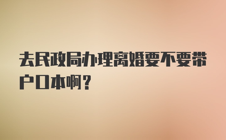 去民政局办理离婚要不要带户口本啊？